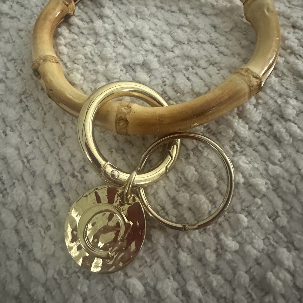 Bamboo Style Keyring with Inital - Picture 3 of 12